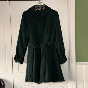 Steve Madden Green Belted Wool Coat Size Large